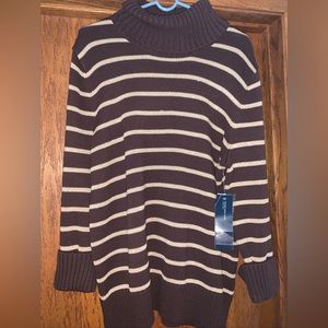 Jones New‎ York Brown Tan/Gold Color Block Turtle Neck Sweater Womens Size XL